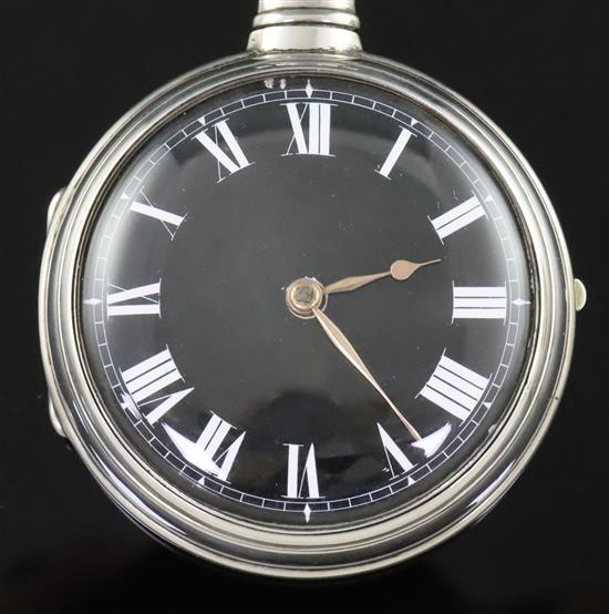 Robert Peacock, Lincoln, a George III large pair-cased pocket watch, No. 8244, with black Roman dial and plated outer case